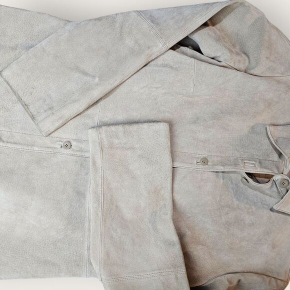 Massini Neutral Ivory Beige Leather Trench Medium - Picture 11 of 14